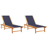 Sun Loungers 2 pcs Blue Solid Wood Acacia and Textilene