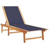 Sun Loungers 2 pcs Blue Solid Wood Acacia and Textilene