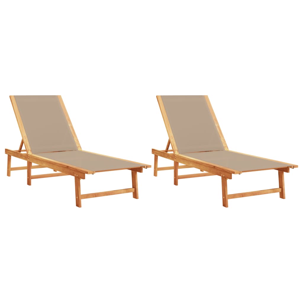 Sun Loungers 2 pcs Taupe Solid Wood Acacia and Textilene