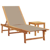 Sun Loungers 2 pcs with Table Taupe Solid Wood Acacia and Textilene