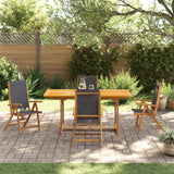 5 Piece Garden Dining Set Solid Wood Acacia and Textilene