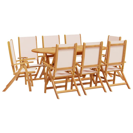 9 Piece Garden Dining Set Solid Wood Acacia and Textilene