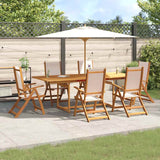 7 Piece Garden Dining Set Solid Wood Acacia and Textilene