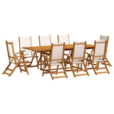 9 Piece Garden Dining Set Solid Wood Acacia and Textilene
