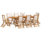 9 Piece Garden Dining Set Solid Wood Acacia and Textilene