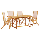 5 Piece Garden Dining Set Solid Wood Acacia and Textilene