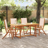 5 Piece Garden Dining Set Solid Wood Acacia and Textilene