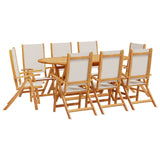 9 Piece Garden Dining Set Solid Wood Acacia and Textilene