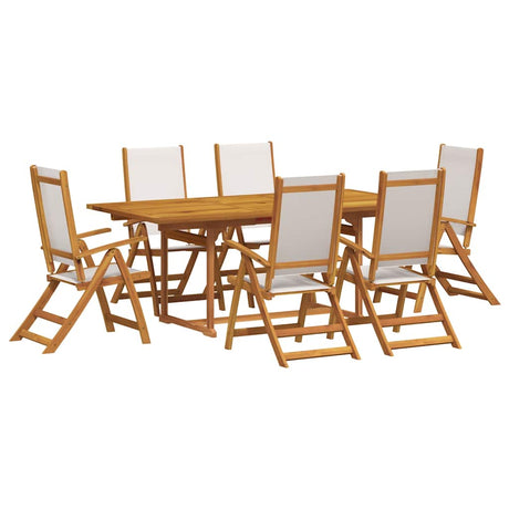 7 Piece Garden Dining Set Solid Wood Acacia and Textilene