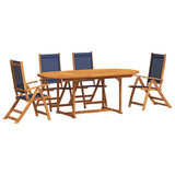 5 Piece Garden Dining Set Solid Wood Acacia and Textilene