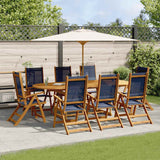 9 Piece Garden Dining Set Solid Wood Acacia and Textilene