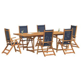 7 Piece Garden Dining Set Solid Wood Acacia and Textilene