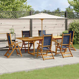 7 Piece Garden Dining Set Solid Wood Acacia and Textilene