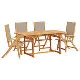 5 Piece Garden Dining Set Solid Wood Acacia and Textilene