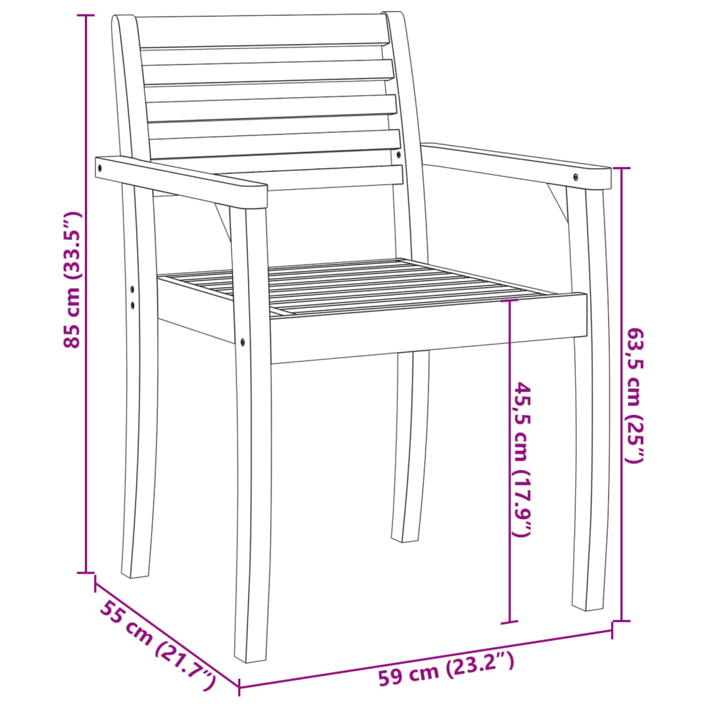 Garden Chairs 4 pcs 59x55x85 cm Solid Wood Acacia