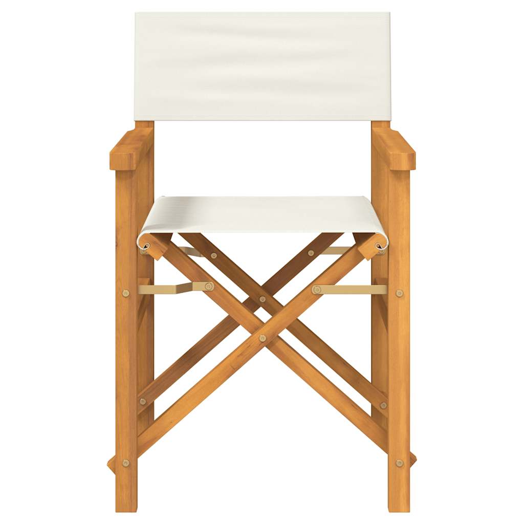 Folding Director's Chair Cream Solid Wood Teak