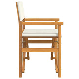 Folding Director's Chair Cream Solid Wood Teak