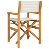 Folding Director's Chair Cream Solid Wood Teak