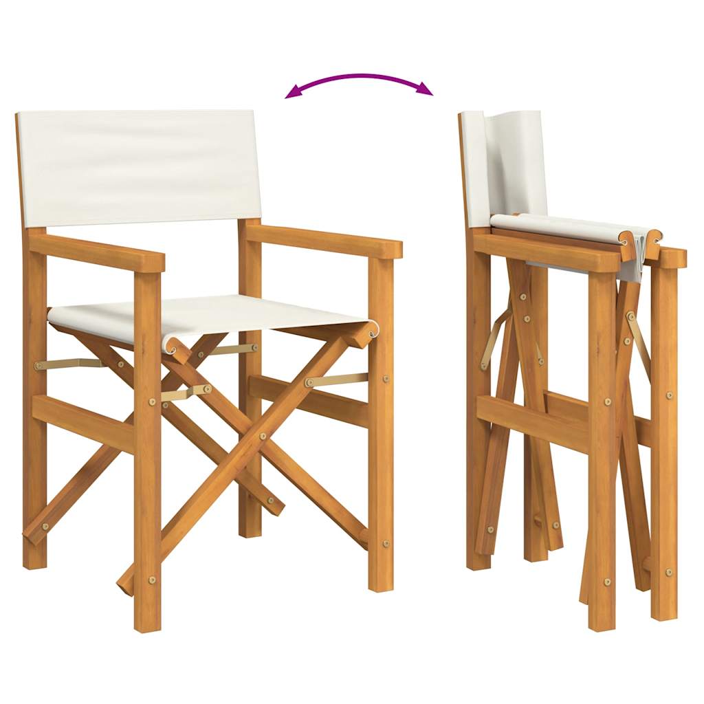 Folding Director's Chair Cream Solid Wood Teak