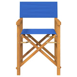 Folding Director's Chair Blue Solid Wood Teak