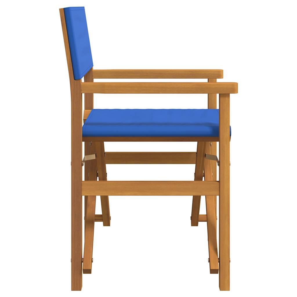 Folding Director's Chair Blue Solid Wood Teak