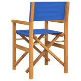 Folding Director's Chair Blue Solid Wood Teak