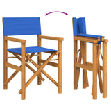 Folding Director's Chair Blue Solid Wood Teak