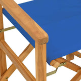 Folding Director's Chair Blue Solid Wood Teak