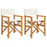 Folding Director's Chairs 2 pcs Cream Solid Wood Teak