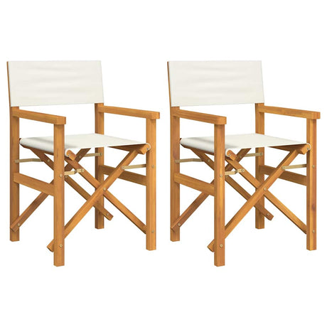 Folding Director's Chairs 2 pcs Cream Solid Wood Teak