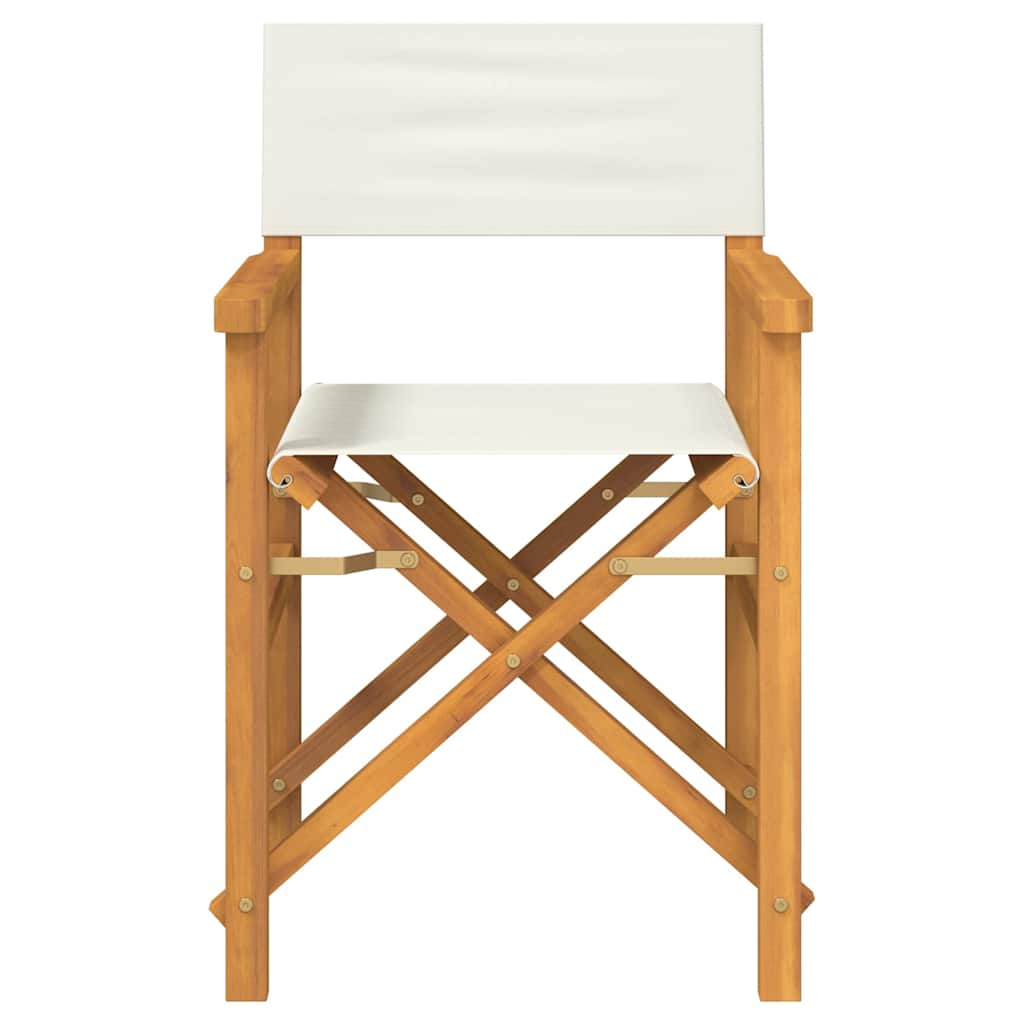 Folding Director's Chairs 2 pcs Cream Solid Wood Teak