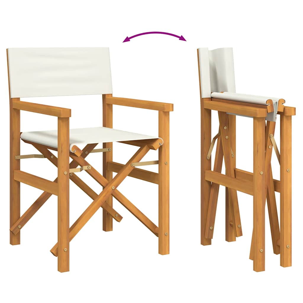 Folding Director's Chairs 2 pcs Cream Solid Wood Teak