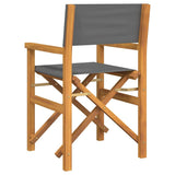 Folding Director's Chairs 2 pcs Grey Solid Wood Teak