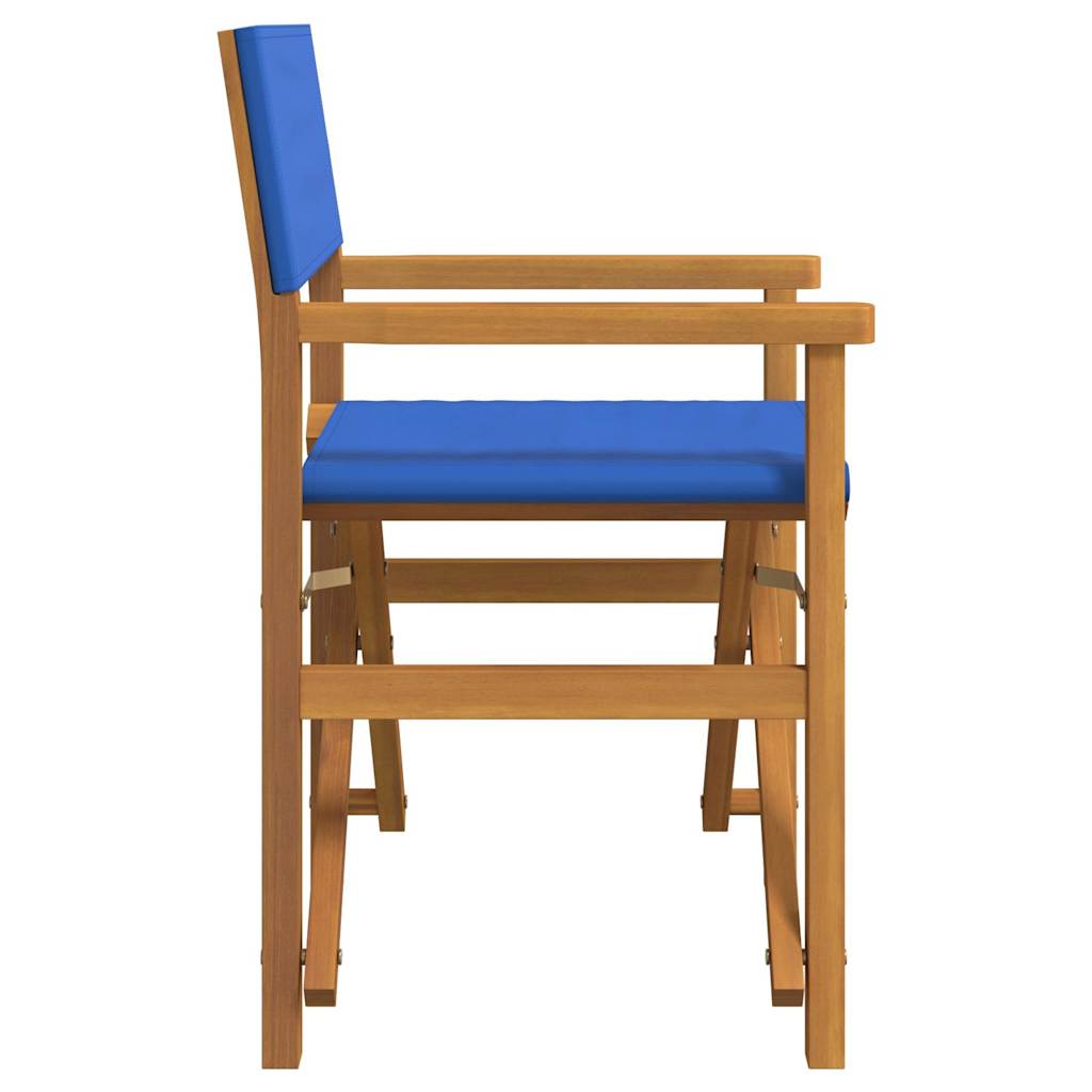 Folding Director's Chairs 2 pcs Blue Solid Wood Teak