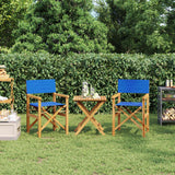 Folding Director's Chairs 2 pcs Blue Solid Wood Teak