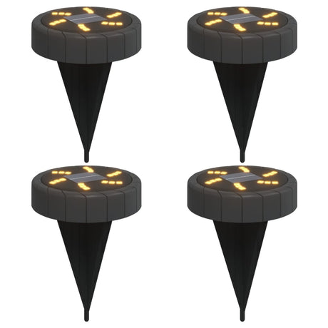Solar Ground Lights with Ground Spikes Outdoor 4 pcs Warm White