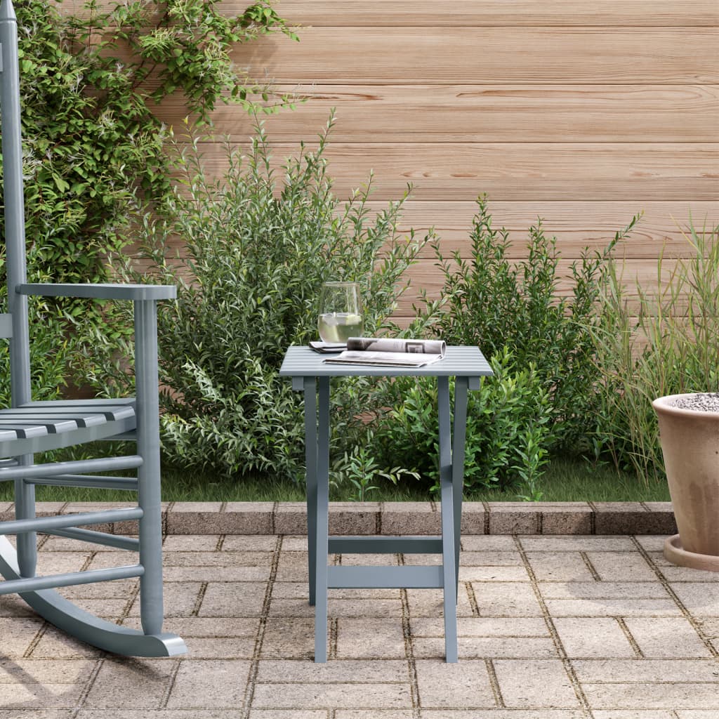 Side Table Foldable Grey Solid Wood Poplar