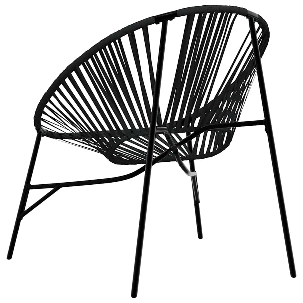 Garden Chair Set 3 pcs Black Poly Rattan