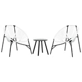 Garden Chair Set 3 pcs Black and White Poly Rattan
