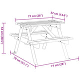 Picnic Table for 4 Kids with Umbrella Hole Solid Wood Fir