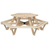 Picnic Table for 6 Kids with Benches Hexagon Solid Wood Fir