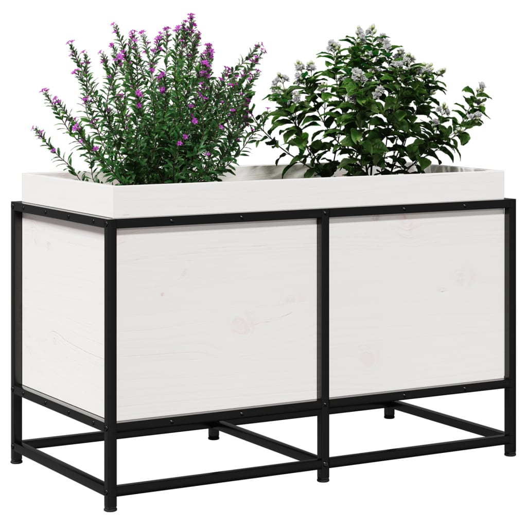 Garden Planter White 80x40x50 cm Solid Wood Pine