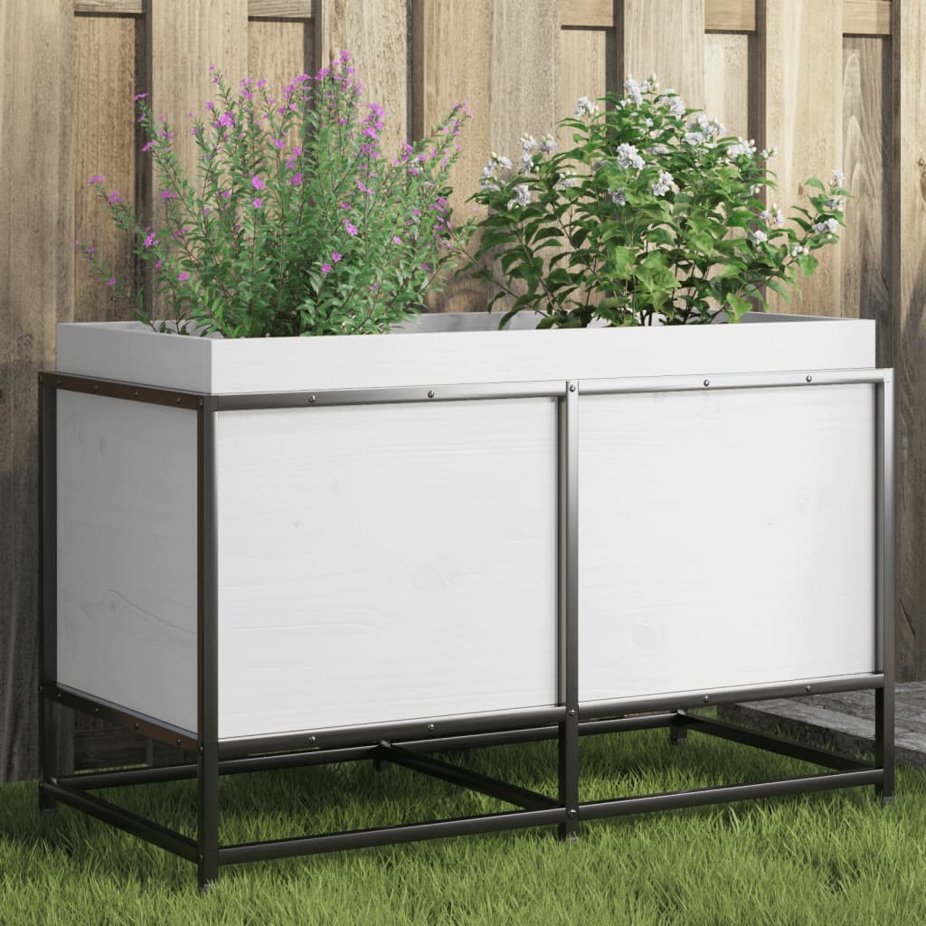 Garden Planter White 80x40x50 cm Solid Wood Pine