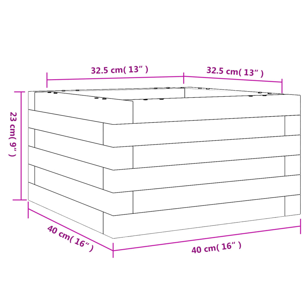 Garden Planter 40x40x23 cm Solid Wood Pine