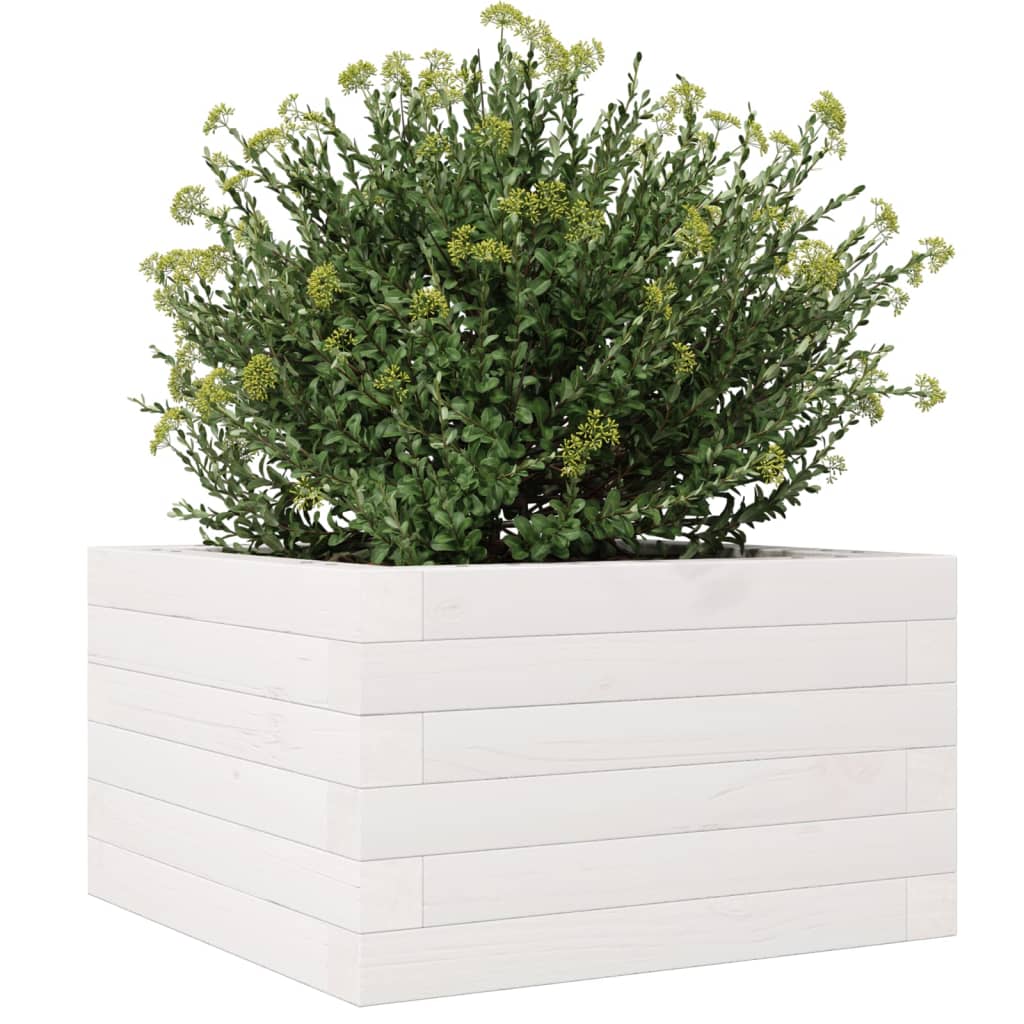 Garden Planter White 40x40x23 cm Solid Wood Pine