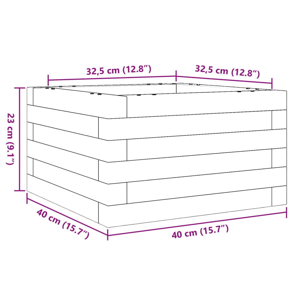 Garden Planter White 40x40x23 cm Solid Wood Pine