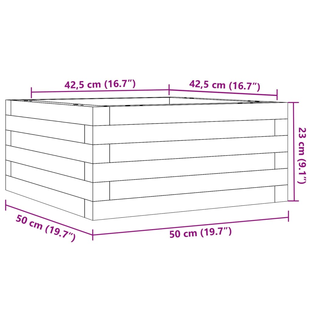 Garden Planter White 50x50x23 cm Solid Wood Pine