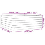 Garden Planter White 60x60x23 cm Solid Wood Pine