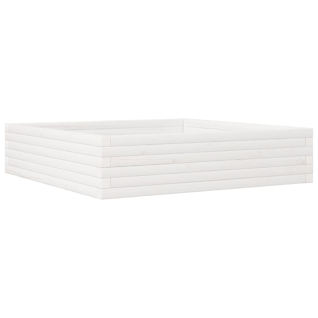 Garden Planter White 100x100x23 cm Solid Wood Pine