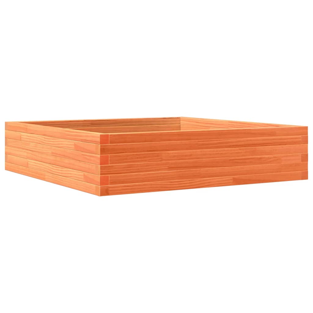 Garden Planter Wax Brown 100x100x23 cm Solid Wood Pine